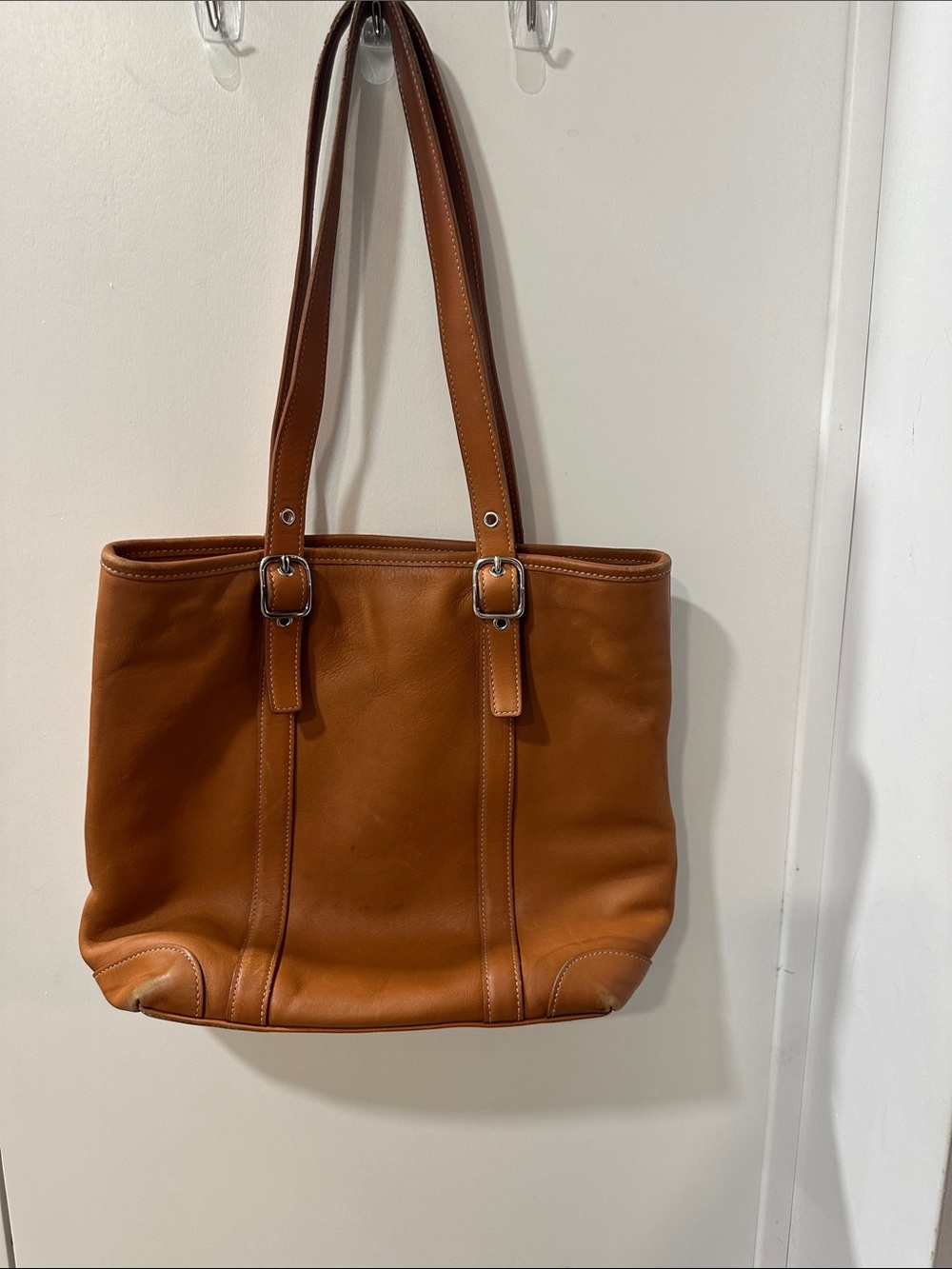 Coach Leather Tote Bag in Cognac Brown - Classic Women's Shoulder Bag